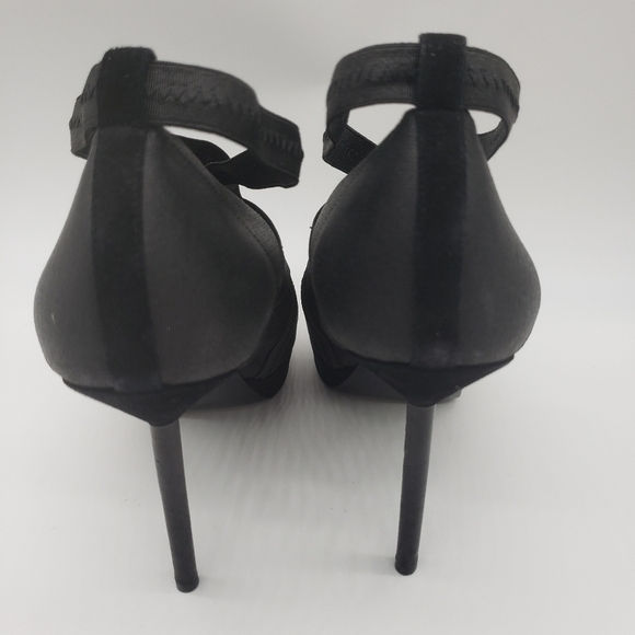 1548- YSL Yves Saint Laurent Shoe Black Platform Bandage Suede Bootie 37.5EU - Picture 5 of 12